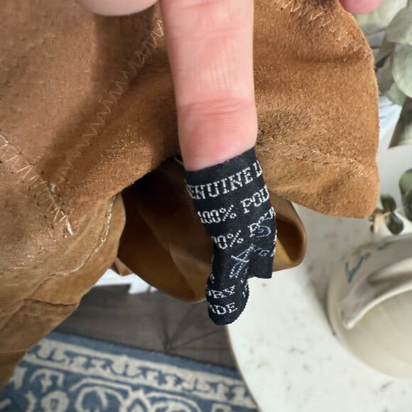 Y2K 90s Retro VINTAGE LEATHER WORKS Suede Patchwork Jacket Tan - Picture 10 of 16